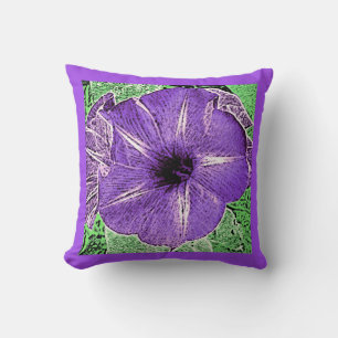 Morning Glory Block Print - Softviolett Kissen
