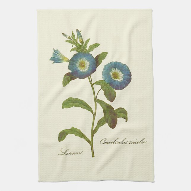 Morning Glory Blue Illustration Handtuch (Vertikal)