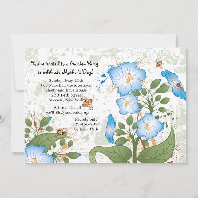 Morning Glory Blume Muttertag Einladung (Vorderseite)