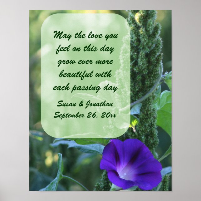 Morning Glory Blume Personalisiert Wedding Poster (Vorne)