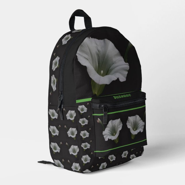Morning Glory Blumen Mirror Personalisiert Bedruckter Rucksack (Rückseitige Ecke links)