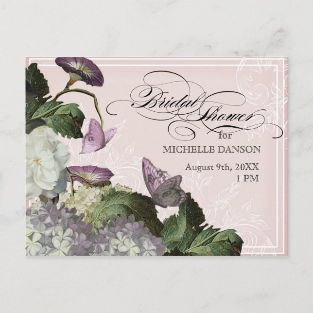 Morning Glory Hydrangea - Brautparty Postcard Einladungspostkarte (Vorderseite)