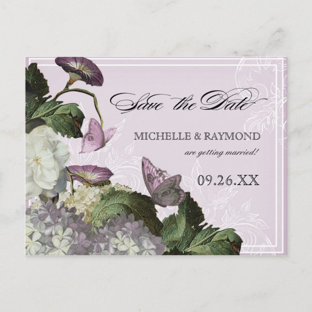 Morning Glory Hydrangea - Save the Date Postcard Ankündigungspostkarte (Vorderseite)