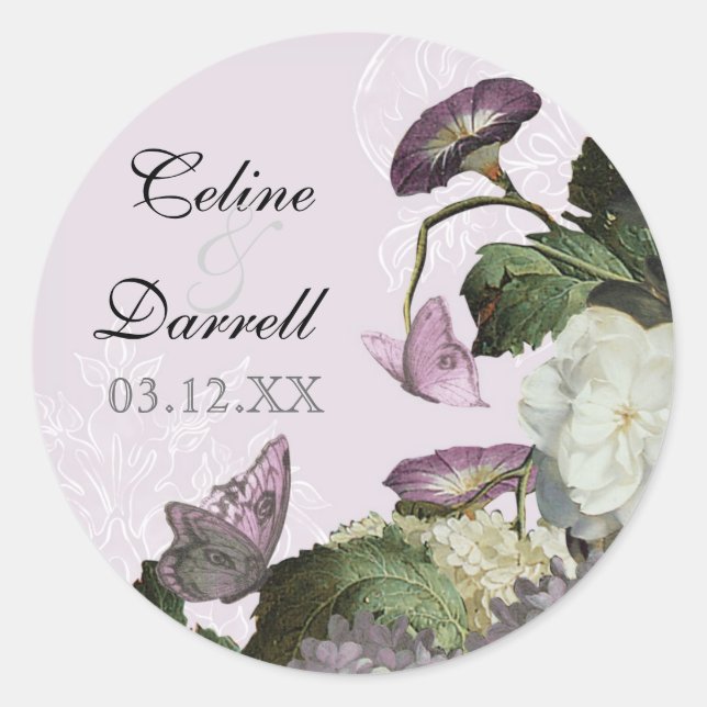 Morning Glory Hydrangea Wedding Sticker oder Siege (Vorderseite)