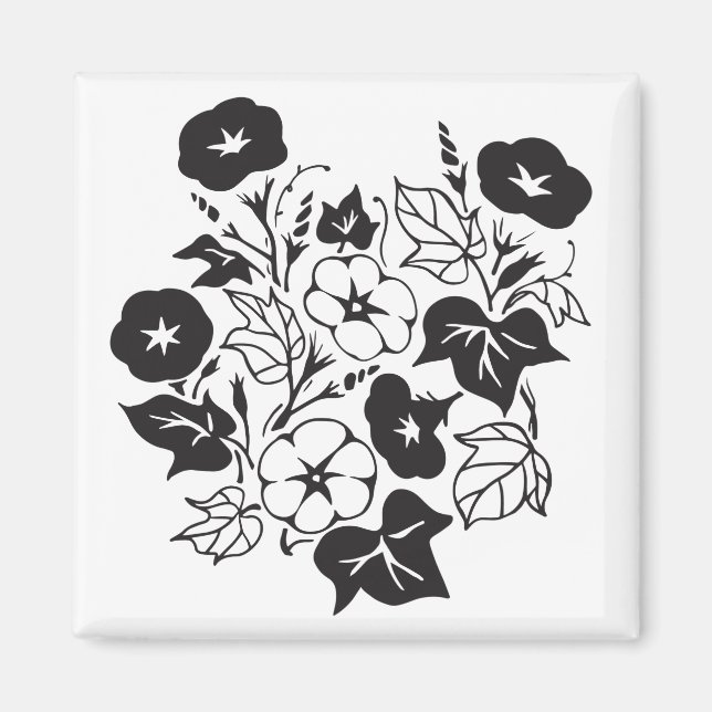 Morning Glory Illustration BW I Magnet (Vorne)