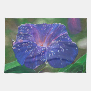 Morning Glory (Ipomoea Purpurea) Petals und Dew Dr Geschirrtuch