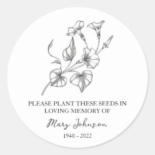 Morning Glory Memorial Beerdigung Seed Packet Runder Aufkleber