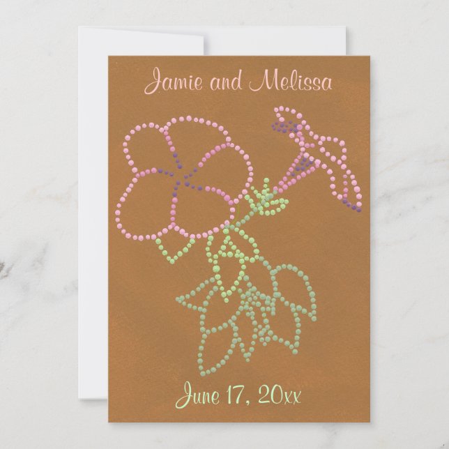 Morning Glory Pink Green Brown Wedding Einladungen (Vorderseite)
