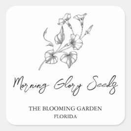 Morning Glory Seeds Label Quadratischer Aufkleber