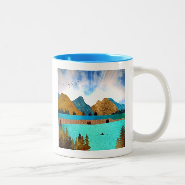 Morning Lake Rower Zweifarbige Tasse (Rechts)