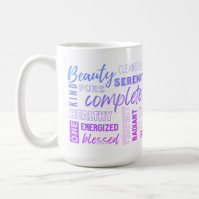Morning Mantra Ich bin inspirierende High-Vibe-Wor Kaffeetasse (Links)