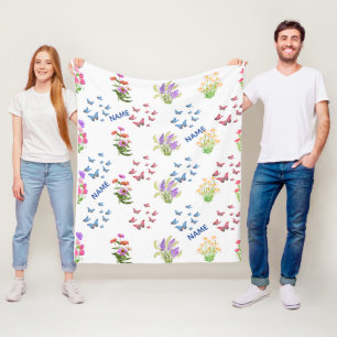 Morning Meadow Wildblumen- und Schmetterlings-Deck Fleecedecke