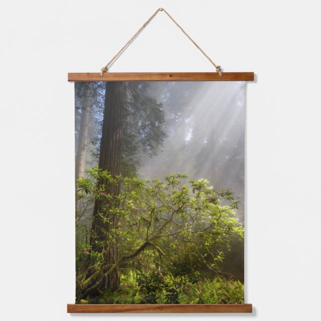 Morning Mist on Rhododendron Wandteppich Mit Holzrahmen (Vorderseite)