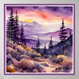 Morning nebel Smokey Mountains Wasserfarbe Poster
