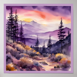 Morning nebel Smokey Mountains Watercolor Square Poster