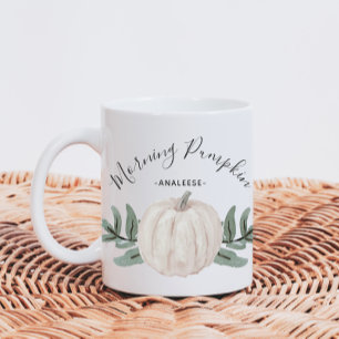 Morning Pumpkin Watercolor Pumpkin mit Namen Kaffeetasse