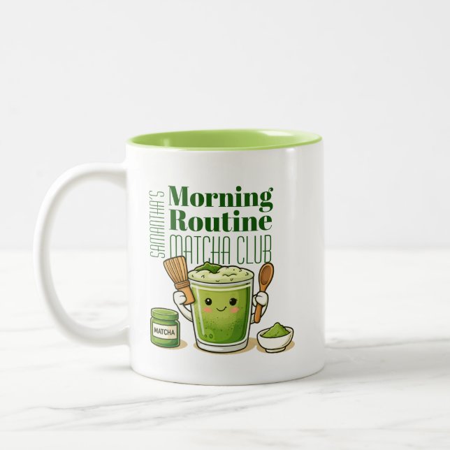 Morning Routine Matcha Club Personaliezed Mug (Gauche)