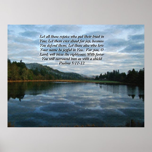 Morning Sky & Lake Psalms 5:11,12 Print Poster (Vorne)