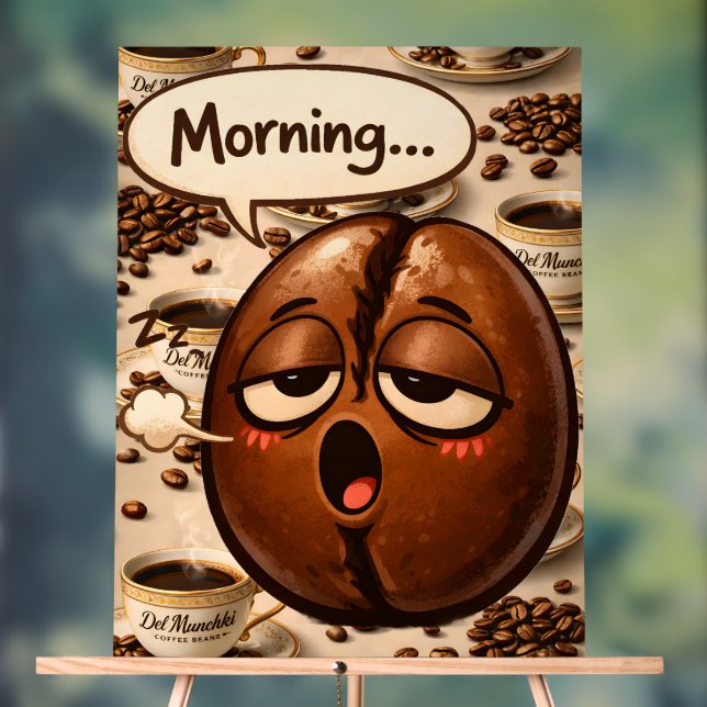 Morning, sleepy coffee bean funny relatable medium acrylschild (Neutral)