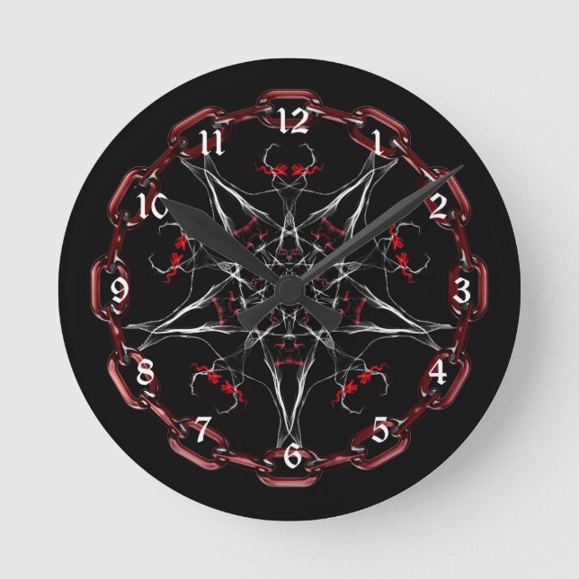 Morning Star Gothic Fraktal Art Runde Wanduhr (Vorderseite)