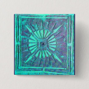 MORNING STAR, Turquase Blue Green, Teal Button