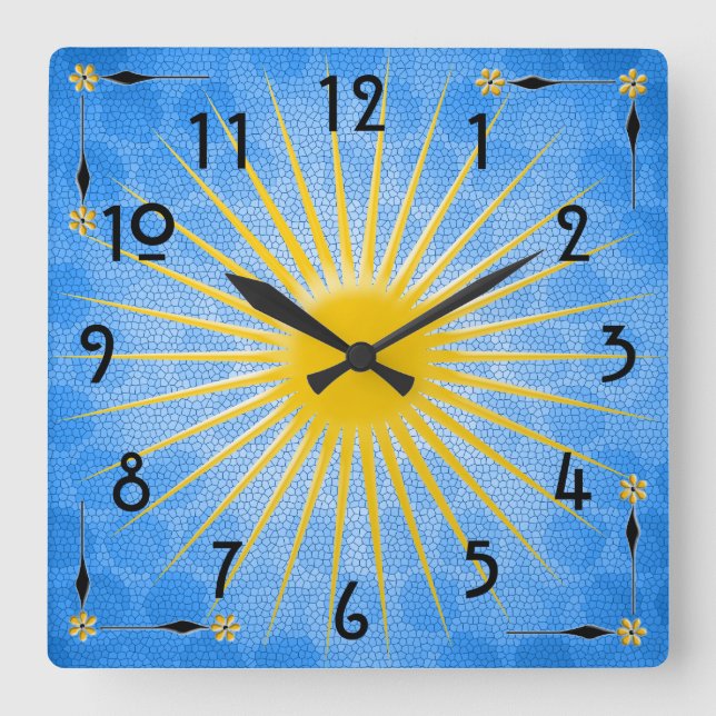 Morning Sun Quadratische Wanduhr (Vorderseite)