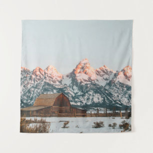 Morning Sunrise Cabin Grand Teton Nationalpark Wandteppich