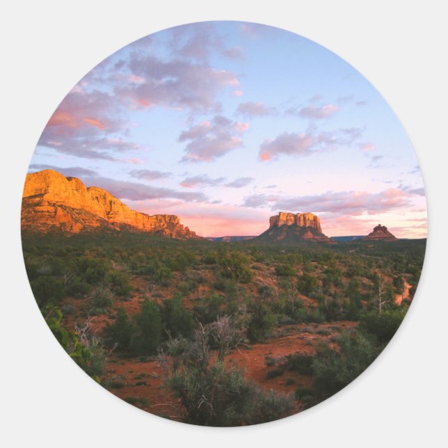 Morning Sunrise Sedona Arizona Wüste Runder Aufkleber (Vorderseite)