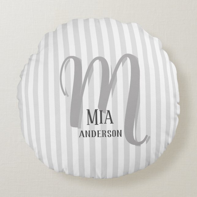 Morning Vibe Personalisiert Monogram Rundes Kissen (Vorderseite)