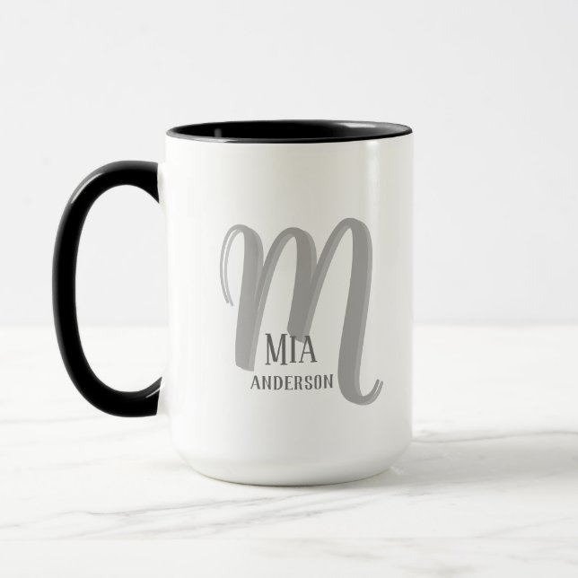 Morning Vibe Personalisiert Monogram Tasse (Links)