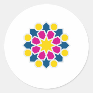 Morocan colorful Geometric Runder Aufkleber