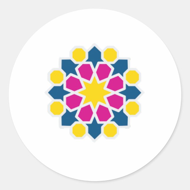 Morocan colorful Geometric Runder Aufkleber (Vorderseite)