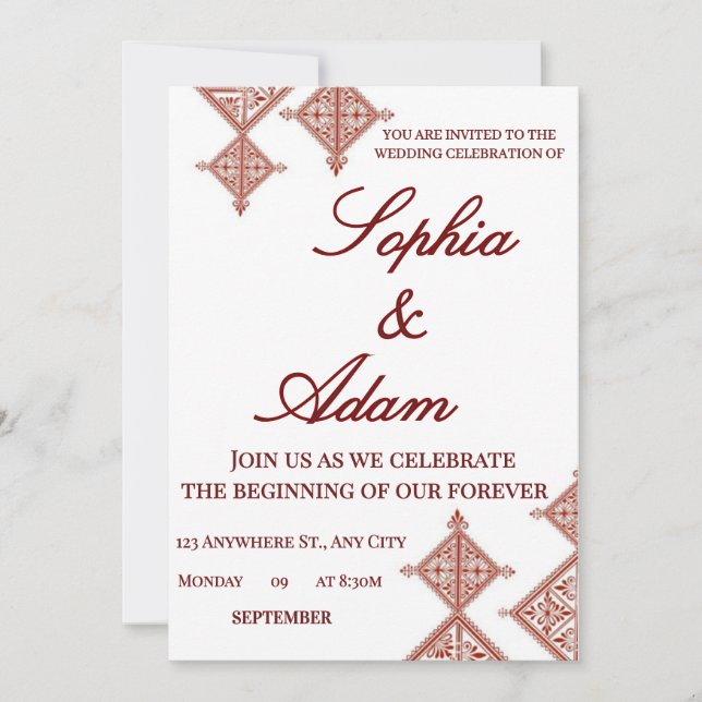 Moroccan Berber Pattern Wedding Invitation (Vorderseite)