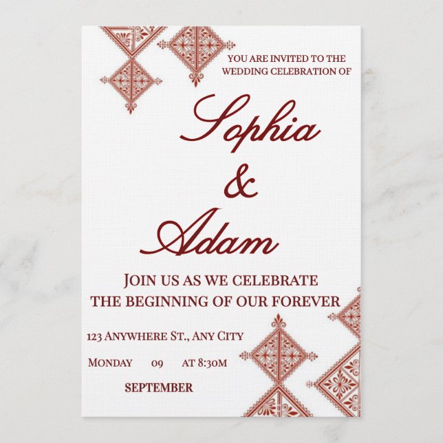 Moroccan Berber Pattern Wedding Invitation Einladung (Vorderseite)