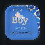 Moroccan Boy Baby Shower  Pappteller<br><div class="desc">Celebrate the arrival of your baby boy with this elegant Moroccan-inspired baby shower invitation. Featuring rich blue tones and traditional zellige tile patterns,  it’s perfect for a stylish and cultural “It’s a Boy” celebration.</div>
