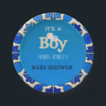 Moroccan Boy Baby Shower  Pappteller<br><div class="desc">Celebrate the arrival of your baby boy with this elegant Moroccan-inspired baby shower invitation. Featuring rich blue tones and traditional zellige tile patterns,  it’s perfect for a stylish and cultural “It’s a Boy” celebration.</div>