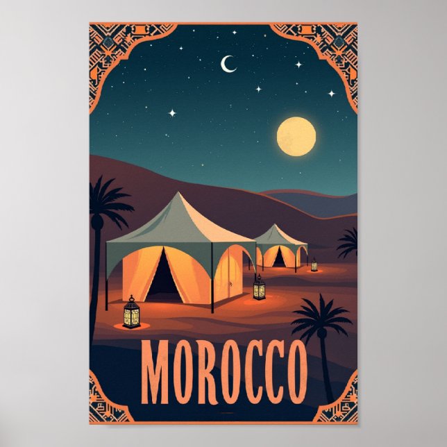 Moroccan Desert Nights – Retro Lantern Glow Poster (Vorne)