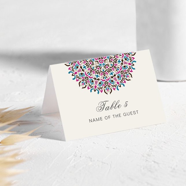 Moroccan Lattice Geo Mandala Wedding Place Card Tischnummer (Von Creator hochgeladen)