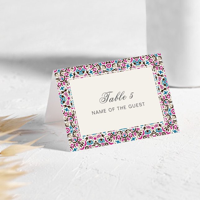 Moroccan Lattice Geo Mandala Wedding Place Card Tischnummer (Von Creator hochgeladen)