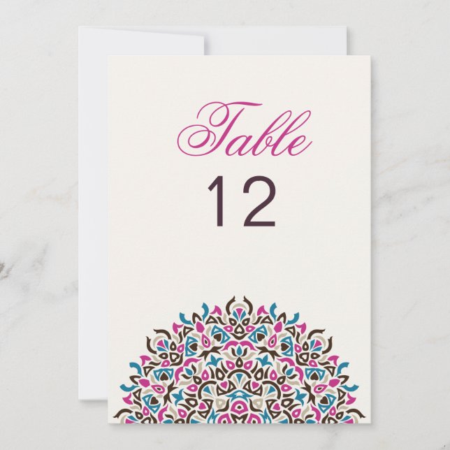 Moroccan Lattice Geo Mandala Wedding Table Number Einladung (Vorderseite)