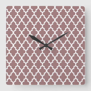 Moroccan Lattice Pattern In Brown Earth Quadratische Wanduhr