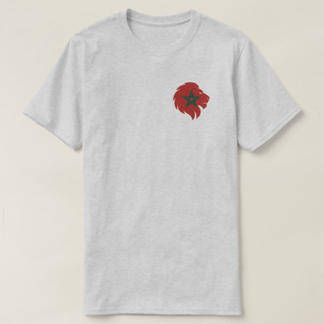 Moroccan Lion Head with Green Star Design T-Shirt (Design vorne)