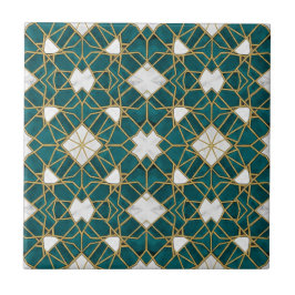 Moroccan Teal and Gold Islamic Geometric Seamless  Fliese