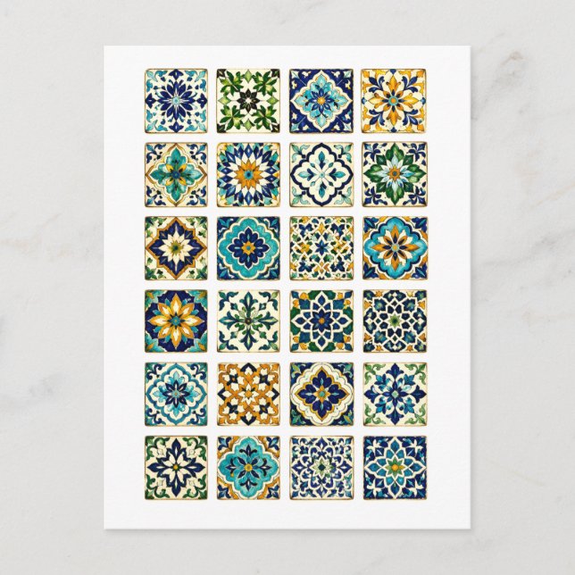 Moroccan Tile Collage Illustration Postkarte (Vorderseite)