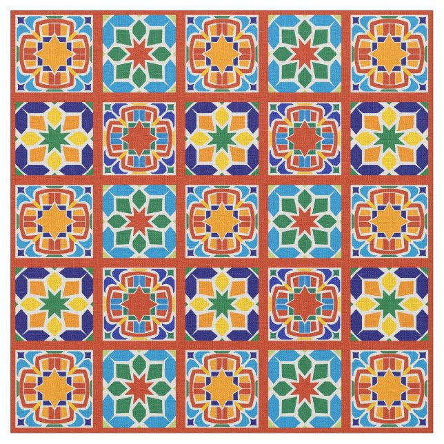 Moroccan Tile Pattern Fabric Quilting Sewing Stoff (Nahaufnahme)