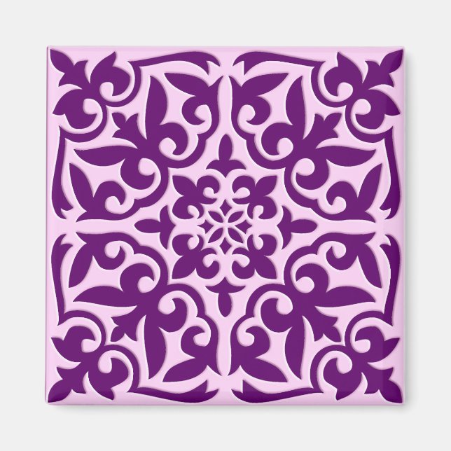 Moroccan tile - purple and orchid magnet (Vorne)