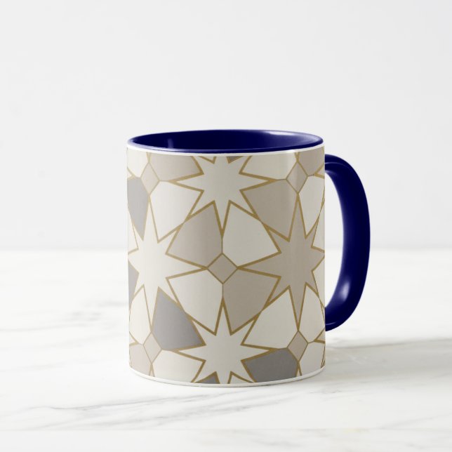 Moroccan Zellige Geometric Pattern Cup Tasse (VorderseiteRechts)