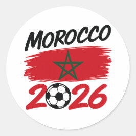 Morocco 2026 Soccer Fan, Football Supporter Pride Runder Aufkleber