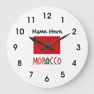 Morocco and Moroccan Flag with Your Name Große Wanduhr