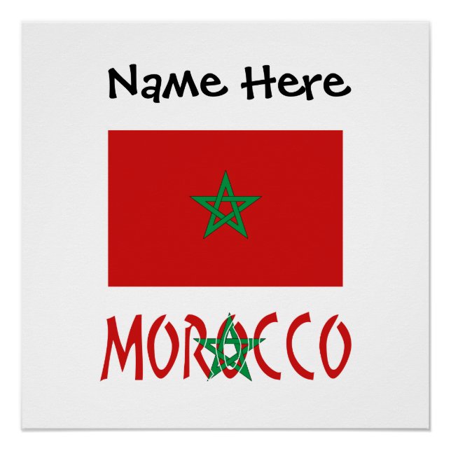 Morocco and Moroccan Flag with Your Name Poster (Vorderseite)